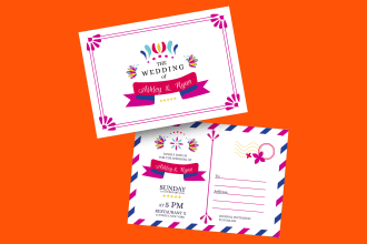 modern gift card, psvp card, post card