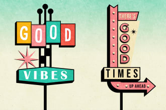 design mid century modern sign, retro vintage signage