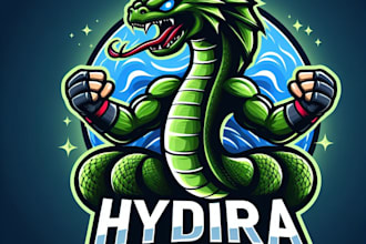 make amazine wonderful hydra fighter mascot logo design