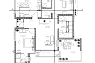 draw 2d floor plan, architectural plan, and furniture layout
