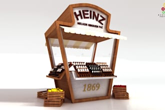 do 3d install designing, modeling, texturing, lighting and rendering