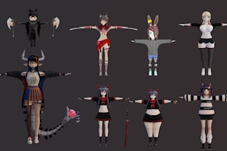 do custom 3d modeling, rigging, texturing in blender