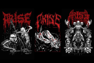 dark art, doom, metal, hardcore, death, trash, punk, heavy, gore and comic style