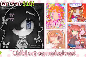draw cute, chibi character art for you