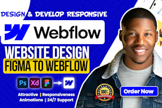 design or redesign webflow website, figma to webflow, webflow website design