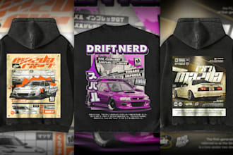 create a custom japanese style t shirt design, anime, jdm car