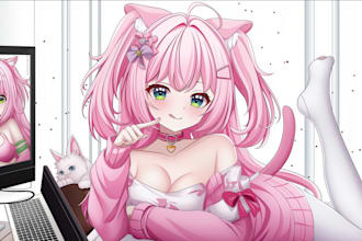 draw character illustration, vtuber, anime illustration, pfp and fanart
