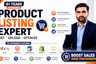 list, upload, and optimize products on ebay magento prestashop shopify walmart