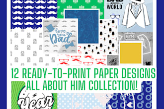 create 12 themed 12x12 paper sheets ready to print