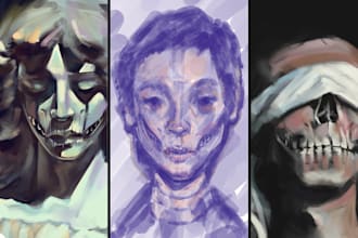 paint a beautiful dark themed portrait for you