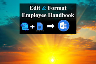 format,design,edit employee handbook in microsoft word document