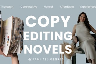 copy edit and provide insightful feedback on every aspect of your novel