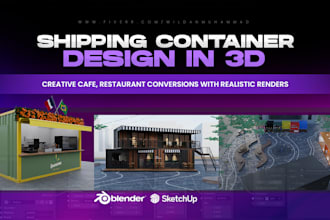 create a container cafe with rendering