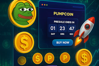 design meme coin website landing page, presale pumpfun pumpswap token website