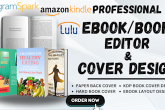 amazon kindle kdp book cover, ebook layout paperback design, book editing