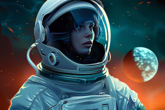 make astronaut, space cartoon mascot logo illustration
