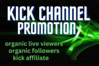 do twitch kick channel promotion, channel seo to gain charter followers, viewers
