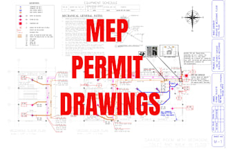 design electrical mep hvac and plumbing drawings for city permit plan