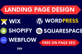 build landing page by wordpress, webflow, shopify, squarespace, and wix website