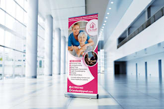 design homecare roll up banner, retractable banner, stand banner
