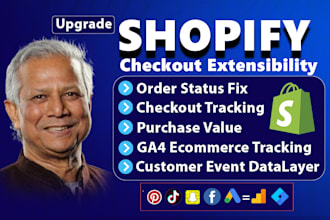 setup upgrade shopify plus checkout extensibility, ecommerce tracking by gtm
