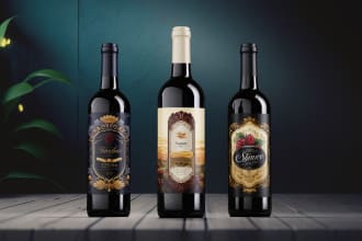 design premium wine label, vodka, whiskey bottle label