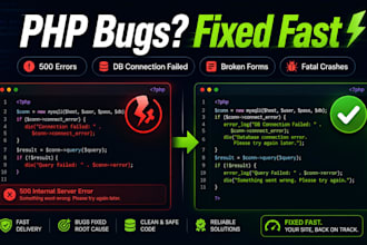 fix bugs, errors and issues in your PHP script or mysql database