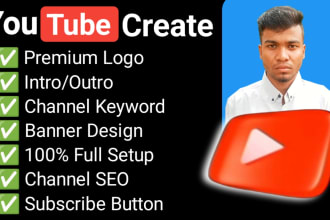 youtube channel create setup with intro outro,logo,art SEO