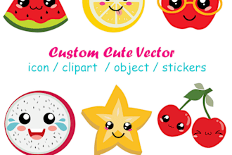 create custom flat vector illustration , object , icon , clipart , stickers