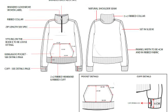 do 2d cad sketches and tech packs