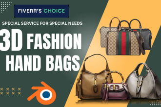 design 3d fashion handbag, rendering and animation
