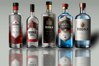 make label for whiskey,vodka,wine, gin, liquor and bottle
