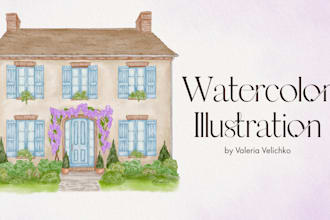 hand draw digital watercolor illustration and clip art