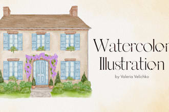 hand draw digital watercolor illustration and clip art