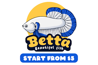 design a cute betta fish mascot, logo, or cartoon