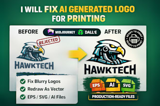manually vectorise ai generated logo, png to vector, recreate image in vector