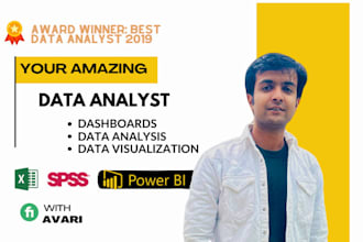 do data analysis and data visualization in power bi, spss, excel dashboard