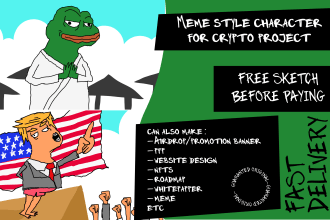 create meme token illustrations for airdrops, promotions, website design, banner