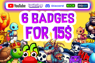 create awesome subscriber badges emotes emojis for twitch youtube , discord kick