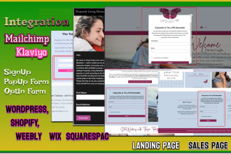 integrate mailchimp, klaviyo with wordpress, shopify, weebly, wix or squarespac