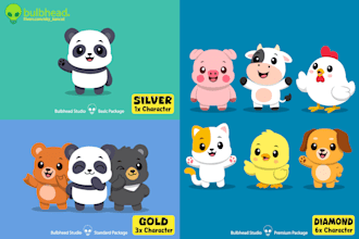 design flat cute animal vector illustrations for stickers, keychains, pins, etc