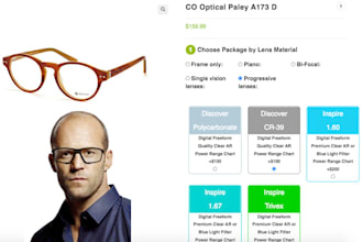 create optic website for selling prescription glasses and lenses