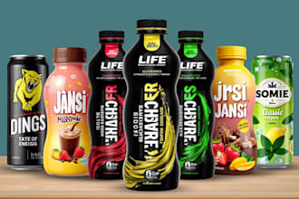 design label,logo for energy drink, sports drink, beer,can, soda, seltzer,juice