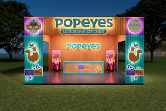 design and render 3d trade show booth mockup and kiosk design