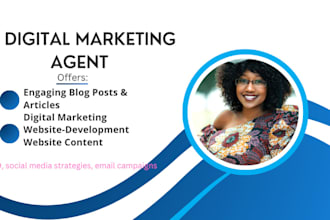 help in digital marketing, website development, engaging blog posts and articles