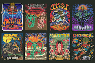 create unique vintage artwork, retro comic for merchandise