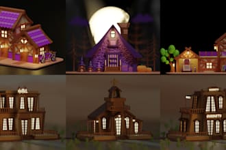 create 3d low poly models, game props and buildings