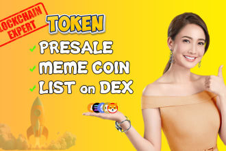 build token, meme coin presale, staking, dex on solana, evm