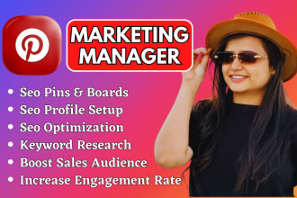 create seo optimized pins, posts, and boards as a pinterest marketing manager