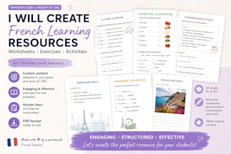 create personalized french learning worksheets and exercises